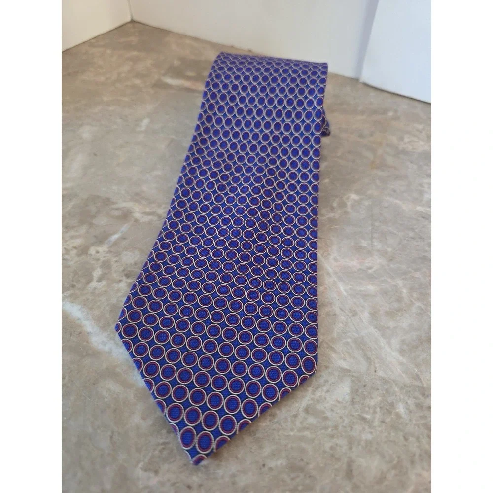 Lauren Ralph Lauren Mens 100% Silk Tie Hand Finished Purple Geographic Print USA